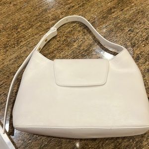 Elleme Paris White Kittenle Leather shoulder flap bag